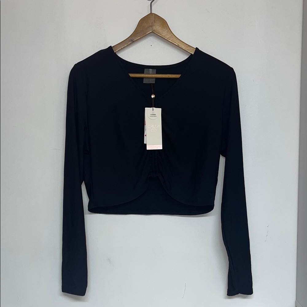 CALIA Swim Rashguard Long Sleeve Cropped Top XL, Athleisure, black spf 50 - Picture 3 of 7